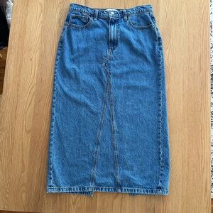 Abercrombie High Rise Denim Midi Skirt